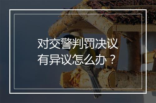 对交警判罚决议有异议怎么办？
