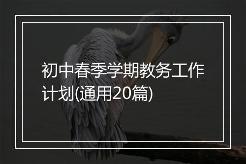 初中春季学期教务工作计划(通用20篇)