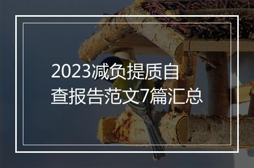 2023减负提质自查报告范文7篇汇总