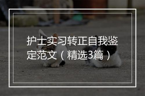 护士实习转正自我鉴定范文（精选3篇）