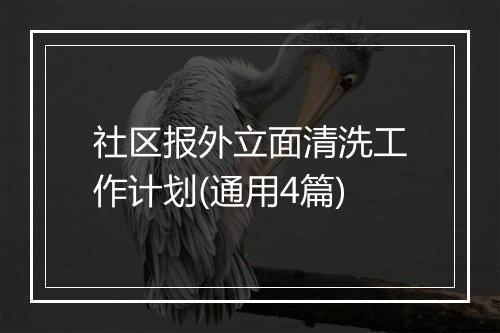 社区报外立面清洗工作计划(通用4篇)