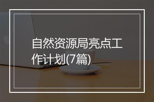 自然资源局亮点工作计划(7篇)