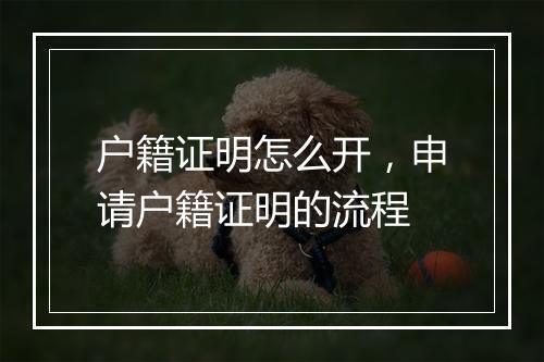 户籍证明怎么开，申请户籍证明的流程
