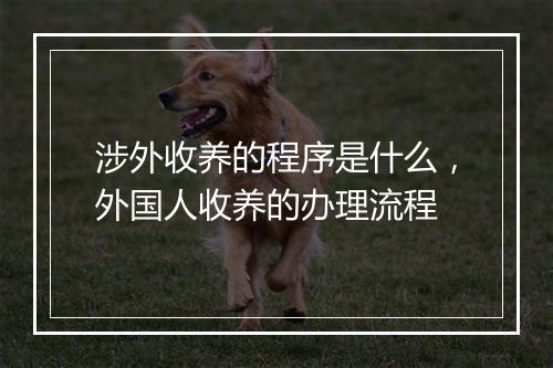 涉外收养的程序是什么，外国人收养的办理流程