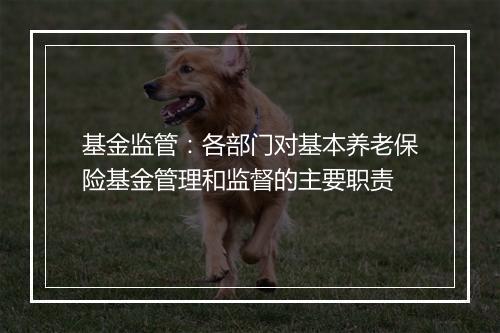 基金监管：各部门对基本养老保险基金管理和监督的主要职责