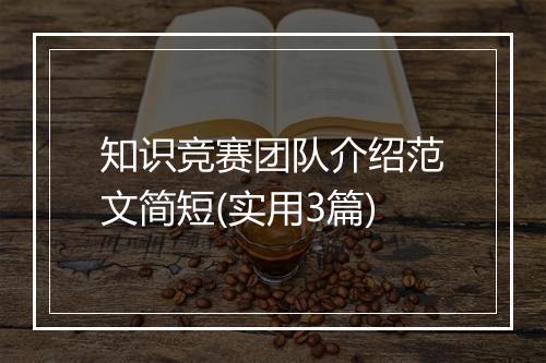知识竞赛团队介绍范文简短(实用3篇)