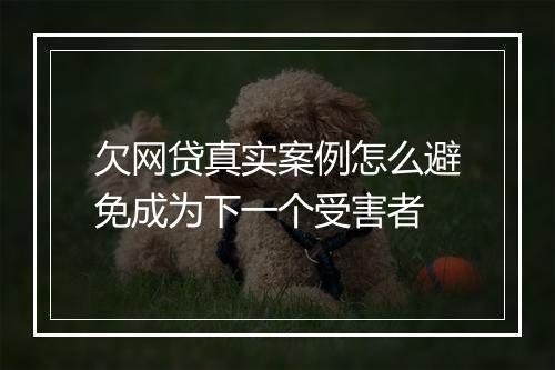 欠网贷真实案例怎么避免成为下一个受害者