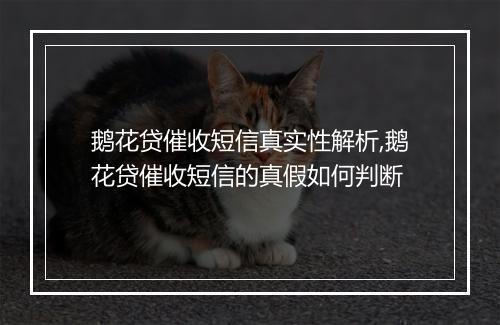 鹅花贷催收短信真实性解析,鹅花贷催收短信的真假如何判断