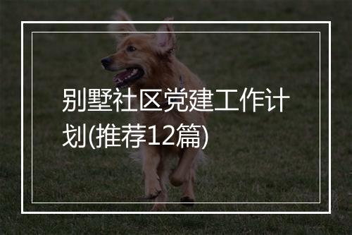 别墅社区党建工作计划(推荐12篇)
