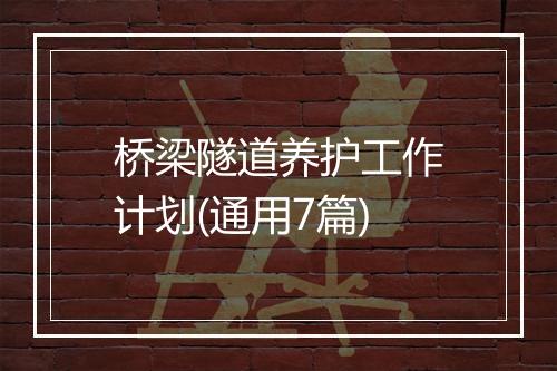 桥梁隧道养护工作计划(通用7篇)
