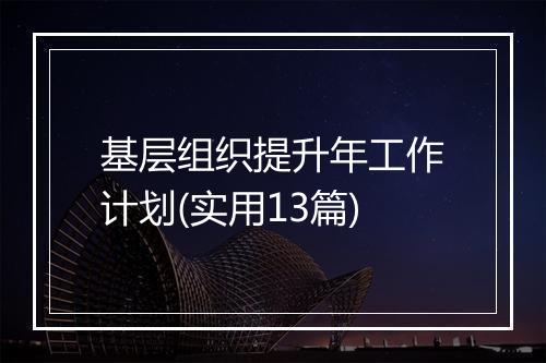 基层组织提升年工作计划(实用13篇)