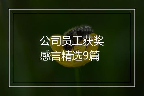 公司员工获奖感言精选9篇