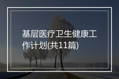 基层医疗卫生健康工作计划(共11篇)