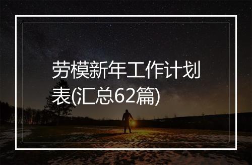 劳模新年工作计划表(汇总62篇)