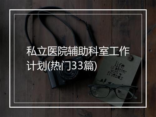私立医院辅助科室工作计划(热门33篇)