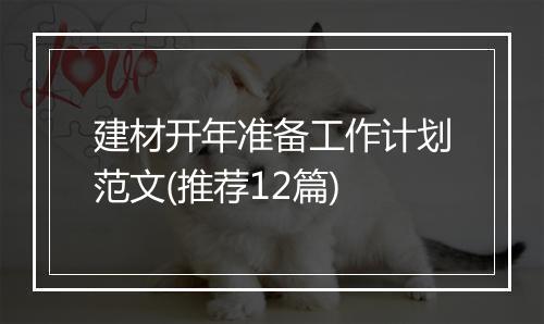 建材开年准备工作计划范文(推荐12篇)