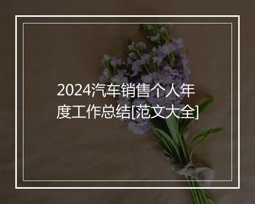 2024汽车销售个人年度工作总结[范文大全]