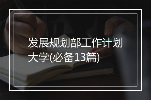 发展规划部工作计划大学(必备13篇)