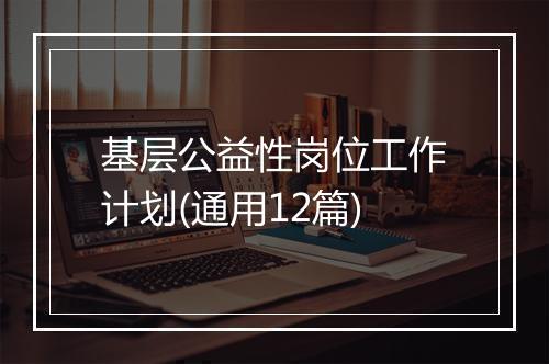 基层公益性岗位工作计划(通用12篇)