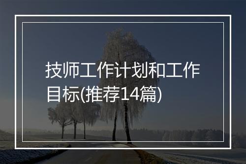 技师工作计划和工作目标(推荐14篇)