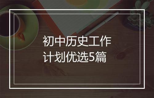 初中历史工作计划优选5篇