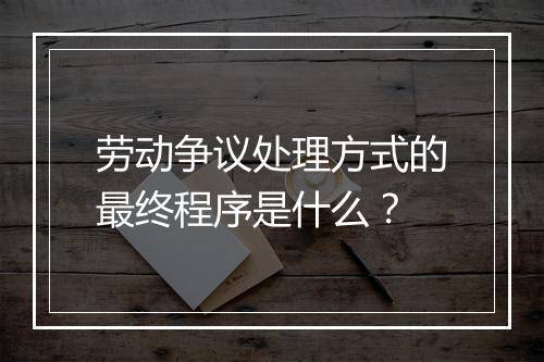 劳动争议处理方式的最终程序是什么？