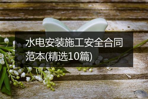 水电安装施工安全合同范本(精选10篇)
