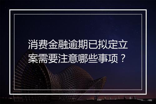 消费金融逾期已拟定立案需要注意哪些事项？