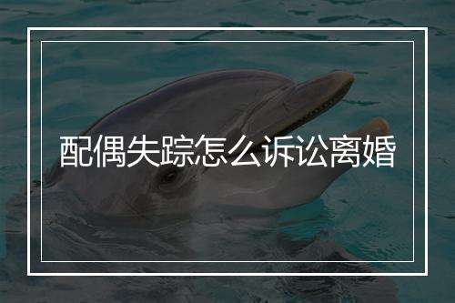 配偶失踪怎么诉讼离婚