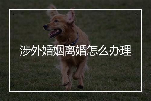 涉外婚姻离婚怎么办理