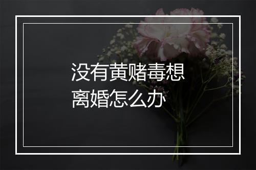 没有黄赌毒想离婚怎么办