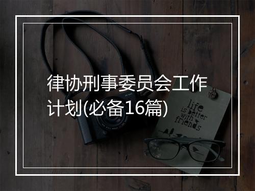 律协刑事委员会工作计划(必备16篇)
