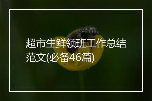 超市生鲜领班工作总结范文(必备46篇)