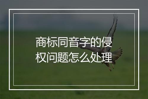 商标同音字的侵权问题怎么处理