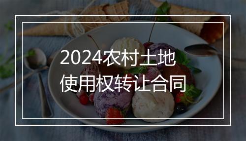 2024农村土地使用权转让合同