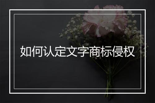 如何认定文字商标侵权