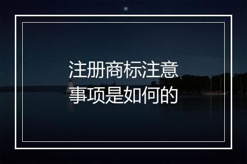 注册商标注意事项是如何的