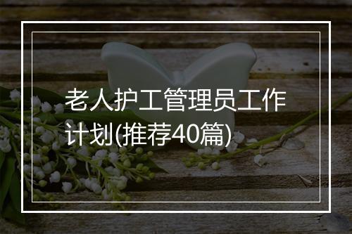 老人护工管理员工作计划(推荐40篇)