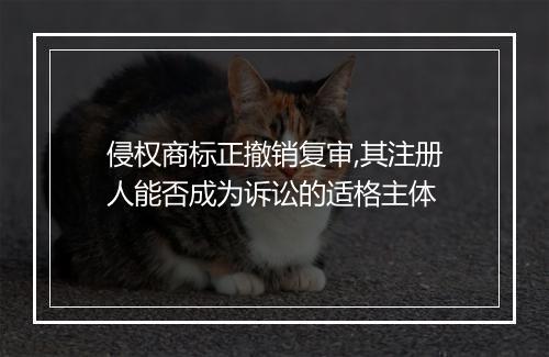 侵权商标正撤销复审,其注册人能否成为诉讼的适格主体