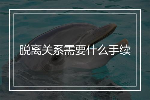 脱离关系需要什么手续