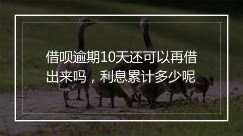 借呗逾期10天还可以再借出来吗，利息累计多少呢