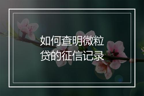 如何查明微粒贷的征信记录