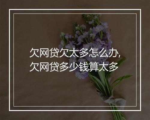 欠网贷欠太多怎么办,欠网贷多少钱算太多