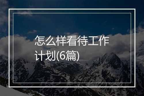 怎么样看待工作计划(6篇)