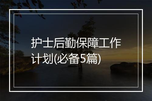 护士后勤保障工作计划(必备5篇)