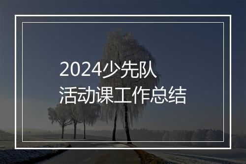 2024少先队活动课工作总结