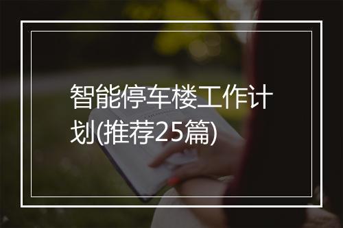 智能停车楼工作计划(推荐25篇)