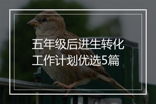 五年级后进生转化工作计划优选5篇