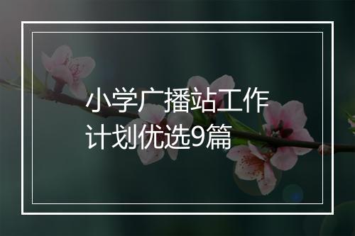 小学广播站工作计划优选9篇