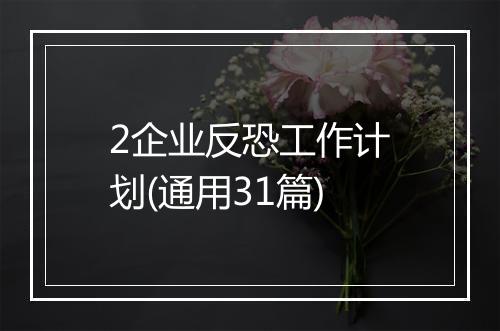 2企业反恐工作计划(通用31篇)